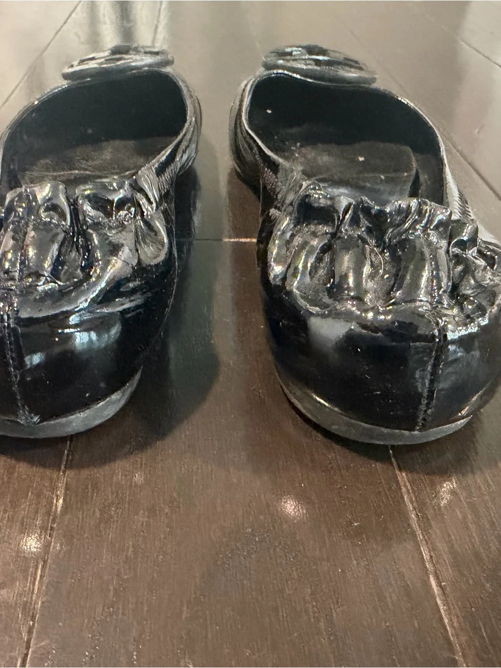 Tory Burch Black Patent Leather Logo Ballet Flats